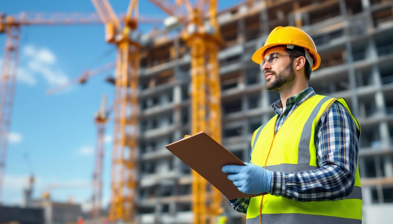 Professionnel OPC analysant des plans de chantier
