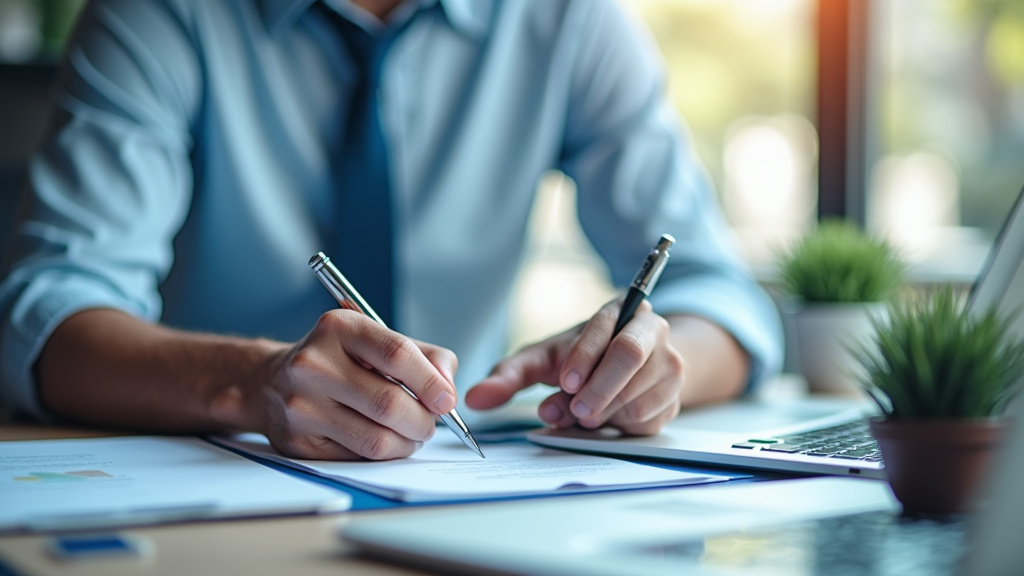Entrepreneur remplissant un formulaire de création d'entreprise