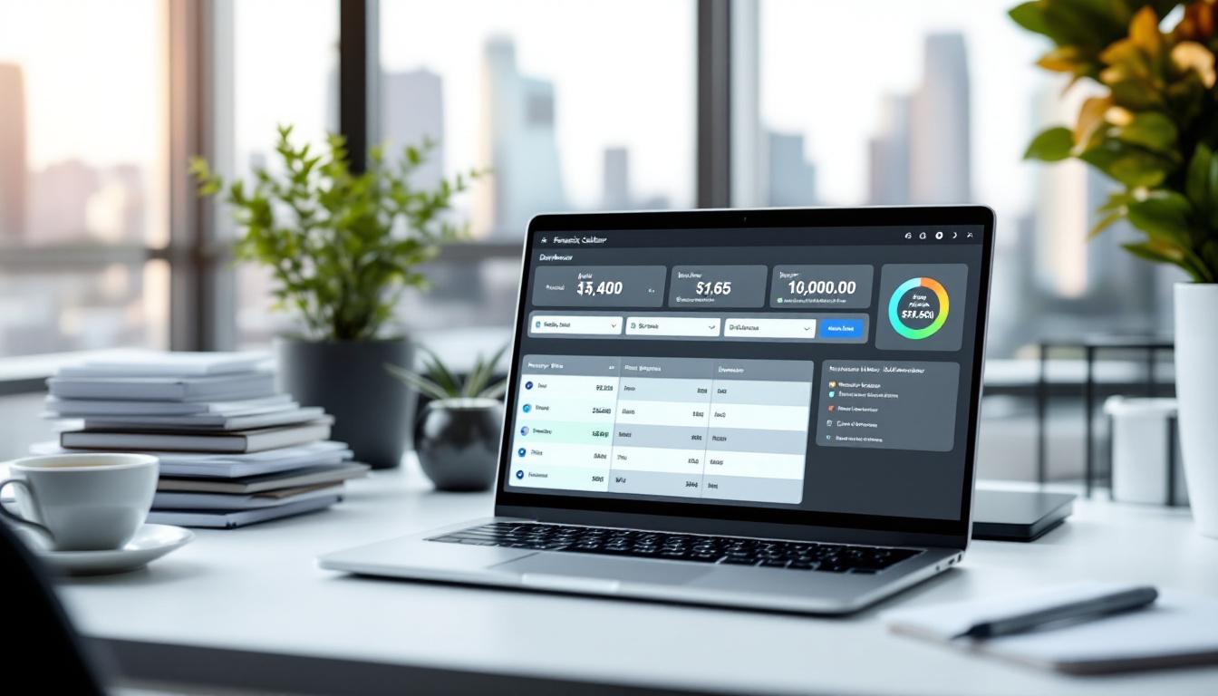 Consultant utilisant un simulateur de portage salarial sur son ordinateur
