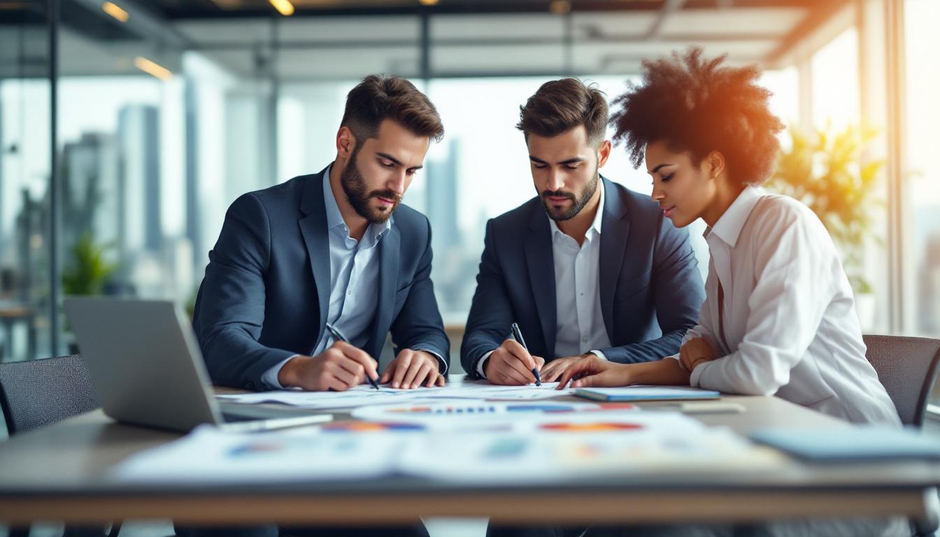 Entrepreneur présentant son projet à des investisseurs lors d'une levée de fonds